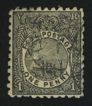 1894. Фиджи. Туземное каноэ. 1P