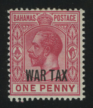 1920. Багамы. "Король Георг V" надпечатка "WAR TAX", 1P