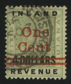 1889. Британская Гвиана. "Печать колонии", красная надпечатка, 1C/$
