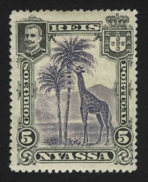1901. Ньяса. "Король Карлос I, Жирафы". 5R